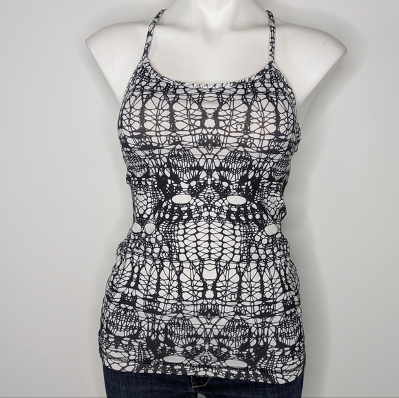 Lululemon black white Power Y athletic exercise workout tank top 6 - Picture 1 of 8